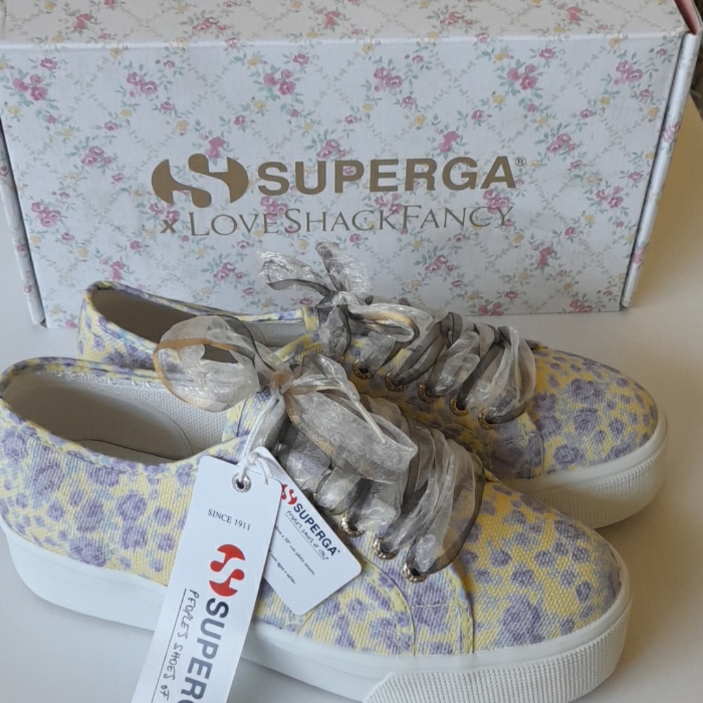 New Superga x LoveShackFancy Purple Rain Sneakers